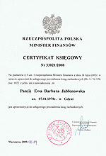 Certyfikat Ministerstwa Finansów